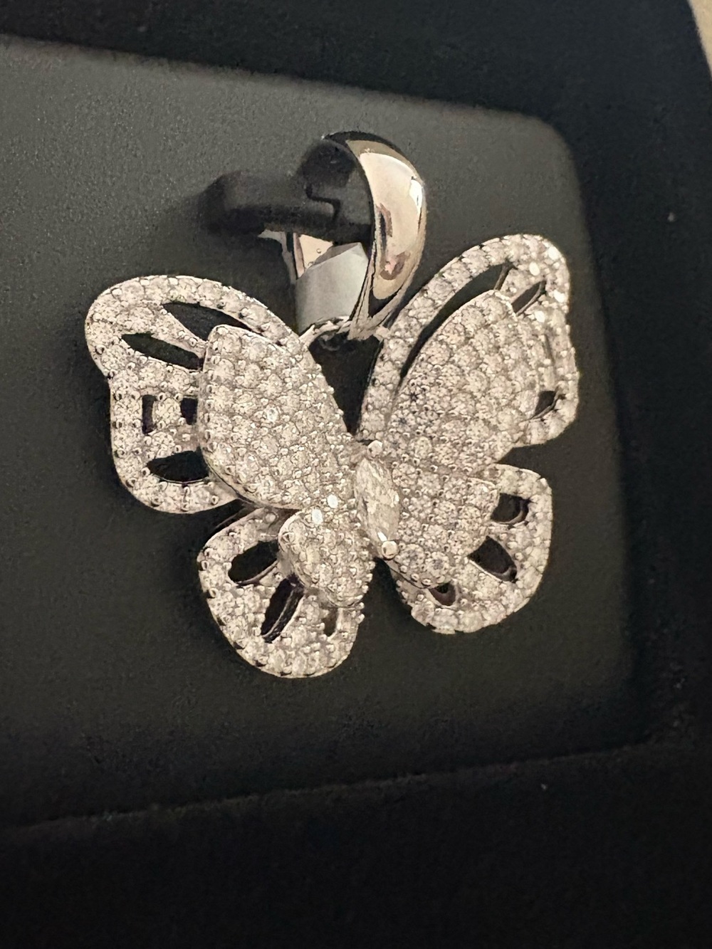 Sparkling 925 sterling Butterfly Pendant featuring 2CTW moissanite